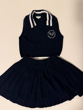 Unbranded Navy Tennis-Style Sleeveless Knit Tank Top